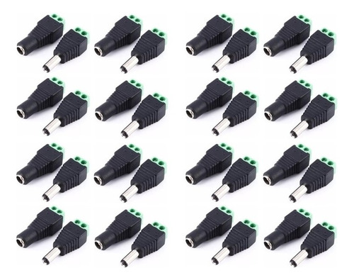 Pack X16 Pares Conectores M Y H Ficha Plug 12volt Cctv