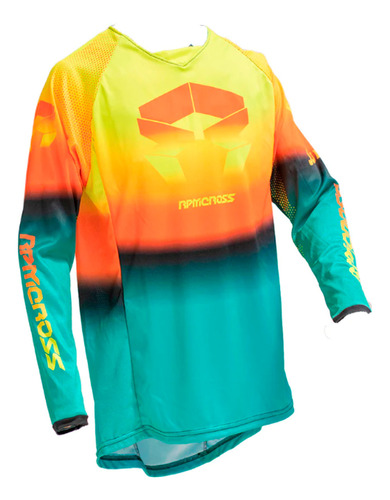 Remera Jersey Rpm Cross Sunset Verde - City Motor