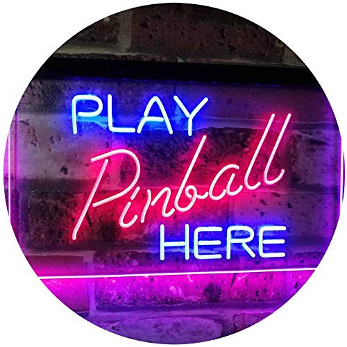 Pinball Room Play Here Display Game Man Cave Decor Dual Led