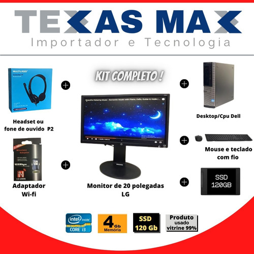 Cpu Desktop+ Ssd 120+ Dell Core I3 +monitor 20+mouse+teclado