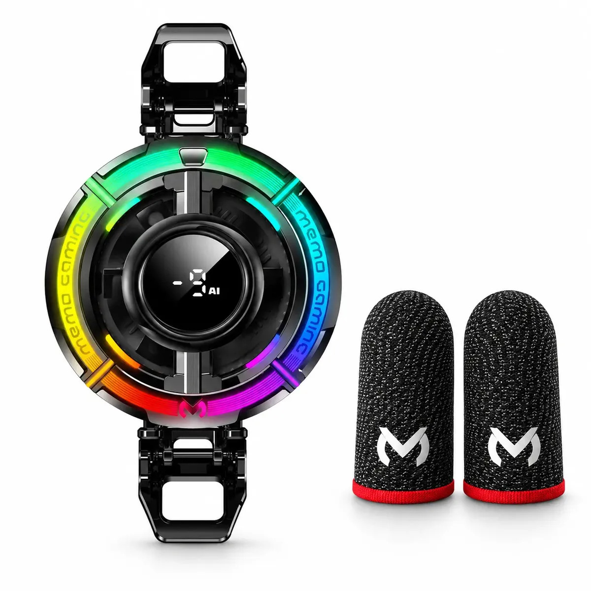Cooler Gamer para Celular Memo CX15 con Dedales, RGB y Pantalla Digital para iPhone y Android