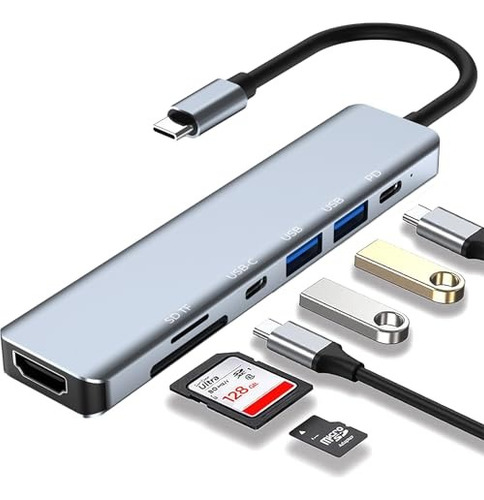 Tipo C Hub 8 En 1 Adaptador Usb C A Hdmi Con Ethernet