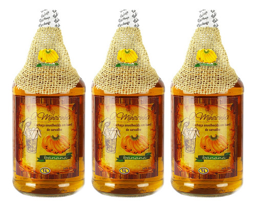 Kit 3 Bananinha A Mineirinha - Cachaça Artesanal Banana 1 L