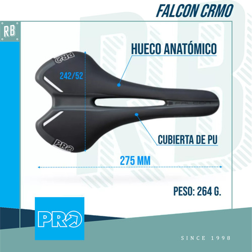 Sillín anatómico Shimano Falcon Crmo 152 mm negro Pro