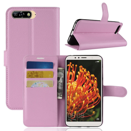 Para Huawei Y6 Cuero Litchi Horizontal 2018 Sujetador