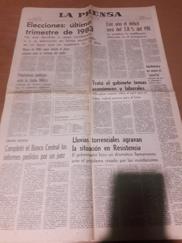 Diario La Prensa 02 12 1982 Elecciones Malvinas Chaco Inunda