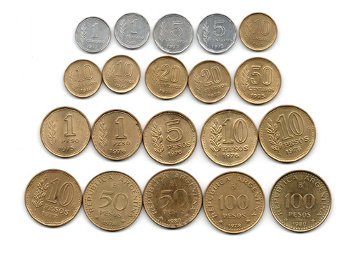 Argentina Lote X20 Monedas Diferentes Serie Pesos Ley Selecc