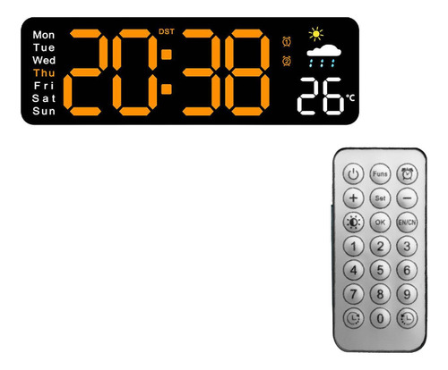Reloj De Pared Led, Reloj De Pared Digital Negro Y Naranja