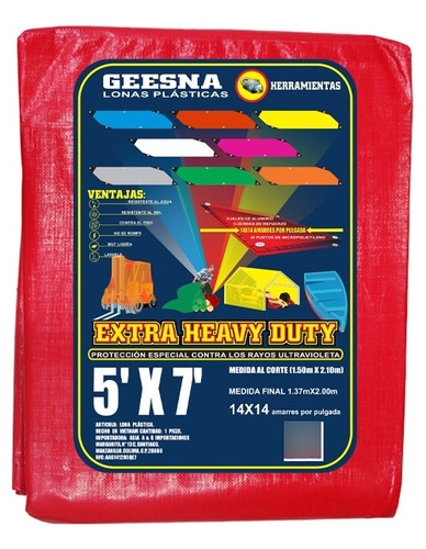 Lona Geesna Extra Heavy Duty (pesada) 5x7 Ft (1.37 X 2 M)
