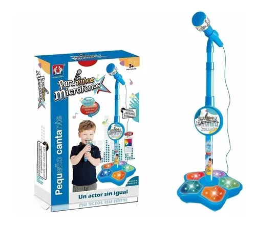 Micrófono Juguete Con Base Bocina Luces Infantil Karaoke