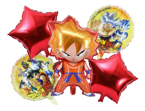 Pack 5 Globos Metalizados Dragon Ball Z