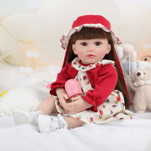 Muñeca De Bebé Reborn Bebé Niña De Silicona Y Algodón 55cm