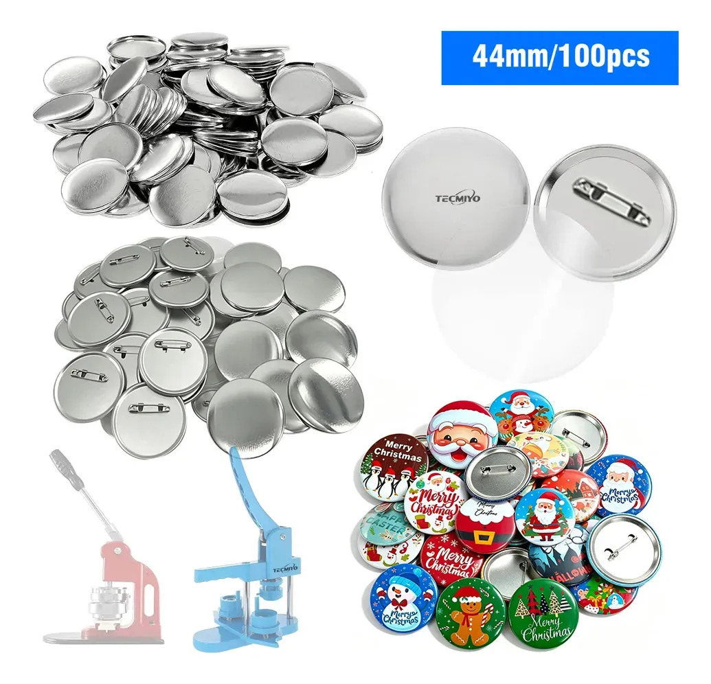 Pack de 100 Fotobotones Redondos de 44 mm, Metálicos, Para Máquina de Pines