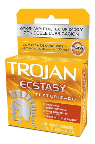 Condón Ecstasy Texturizado Pack 2 Piezas Trojan