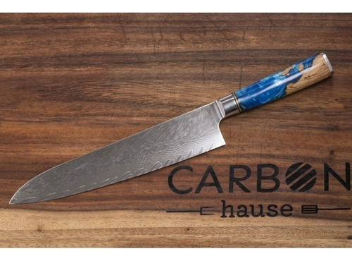 Cuchillo Profesional Ultrafiloso Madera Resina Azul 36cm