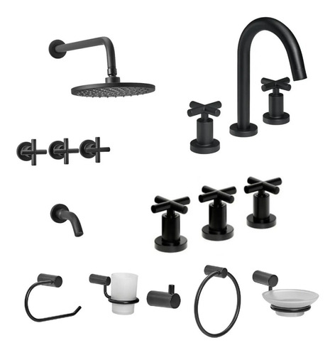 Combo Peirano Black Velvet Lavatorio Bidet Ducha Accesorios