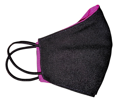 Barbijo Tapaboca Lavable Tela Reutilizable Cubre Boca X1 Fucsia 2 / Negro