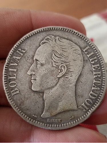 Moneda 5 Bolívares De Plata De 1910 Lei 900