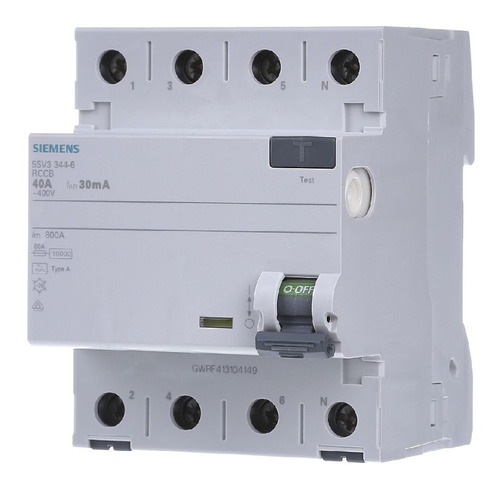 5sv3344-6 Siemens Interruptor Diferencial 4p 40a 30ma 400v