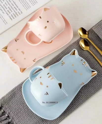 Juego De Tazas Gatito (Usado)