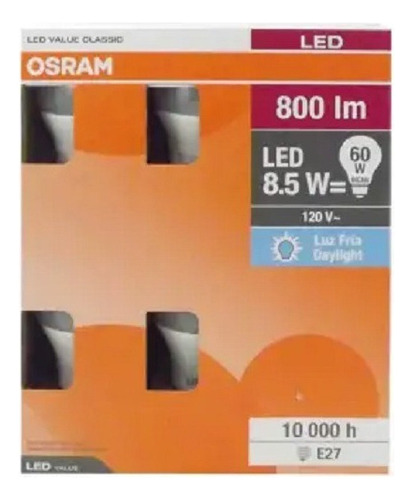 Focos Led Osram Luz Fría De 8.5 Watts Con 6 Piezas Color De La Luz Blanco Frío