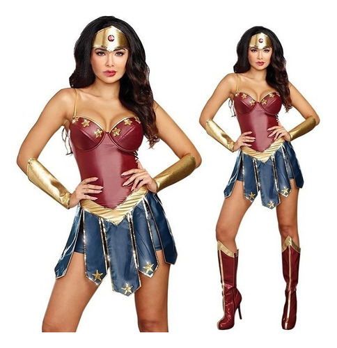 Wonder Woman Diana Superhéroe Disfraz Cosplay Para Mujeres A