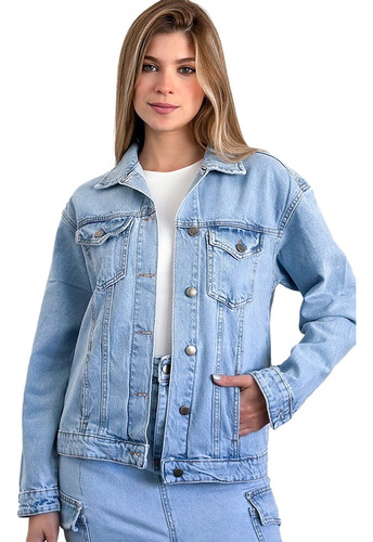 Campera Clasica Mujer Jean Rigido Oversize