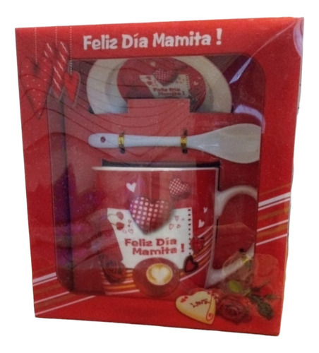 Taza Día De La Madre Set Taza Plato Cucharita Y Caja Regalo