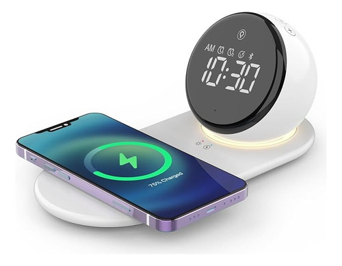 Base Carga Rápida Inalámbrica Para iPhone (5en1) + Cargador Color Blanco