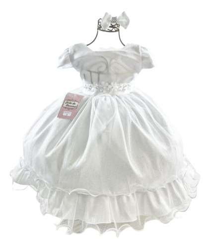 Vestidos De Bebe Branco Roupa De Batizado Menina Vestidos