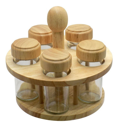 Especiero Set 5pcs Soporte Madera