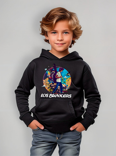 Poleron Niños Unisex Con Capucha Los Bunkers Exclusivo C-666