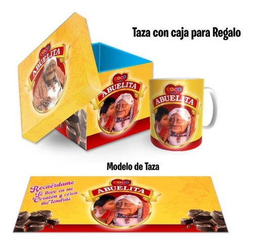 Taza Y Caja Para Regalo, Chocolate Para Abuelita Coco +envio