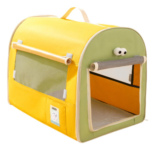 Cão Caixa De Carro Viagem Filhote De Amarelo E Verde
