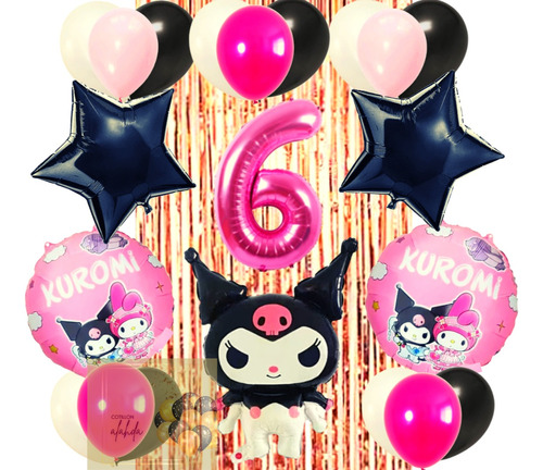 Combo Globos De Cumpleaños De Kuromi Kit Completo N° 1