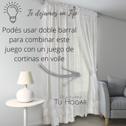 Imagen 2 de 6 de Cortinas Living Tela Dormitorio Comedor Volado Capullo