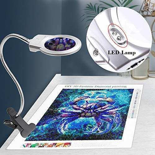 Imagen 4 de 5 de 5d Pintura De Diamante Herramientas Lupa Luz Led Con Abrazad