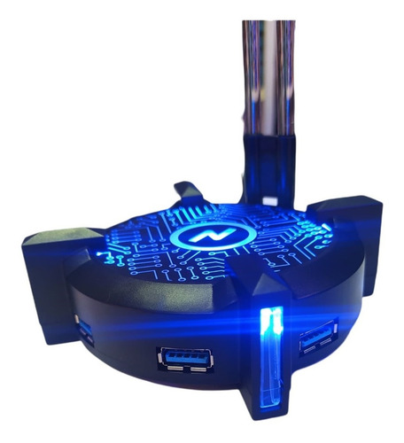 Imagen 2 de 5 de Soporte Para Auriculares Gamer Con Luz Hub Usbx4 Noga Hb1