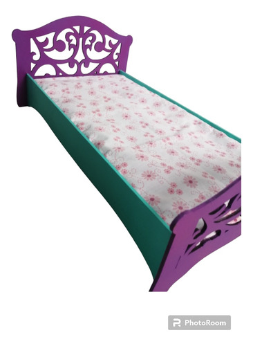 Cama Para Barbie O Muñecas En Madera. Incluye Colchón 