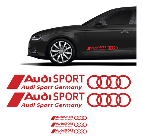 Faixas Para Audi Sport Germany Adesivos Vermelho - Genérico