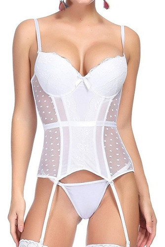 Lencería Sexy Para Mujer Push Up Bustier Corsé Con Liguero