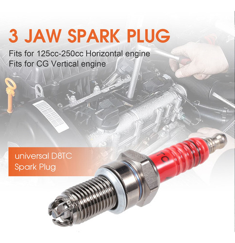 10 Bujías D8tc De 3 Electrodos Para Motor Gy6 De 50 Cc-150 C