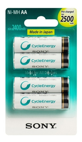 Pilha Aa Recarregável Sony 2500mah Original Embalagem Com 4