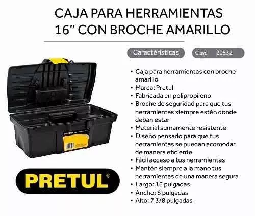 Caja de herramientas de plástico 16 ' Pretul