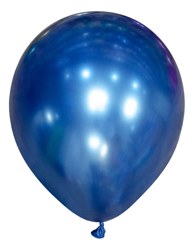 Globo Látex Globocenter Cromado Azul Redonda Azul 12 Con Chrome Azul - 10 Unidades