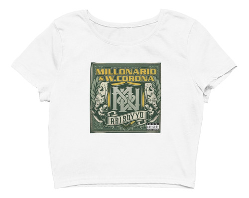 Playera Crop Top Millonario W Corona Vive Latino 2024