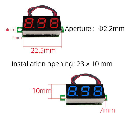 Voltímetro Digital Led Dc0-100v 3 Cable Y Dc2.8v-30v 2 Cable