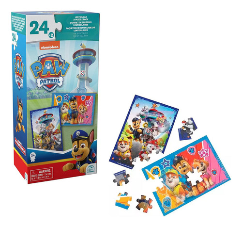 Pack De 2 Rompecabezas 3d Paw Patrol 48 Piezas Lenticular
