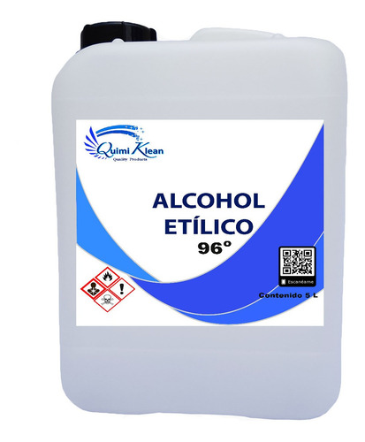 Imagen 3 de 3 de Alcohol Etílico 96 Grados, 5 Litros Quimiklean