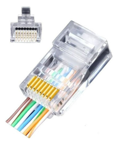 Conector Rj45  Pass Through Cat6- Paquete De  20 Und.